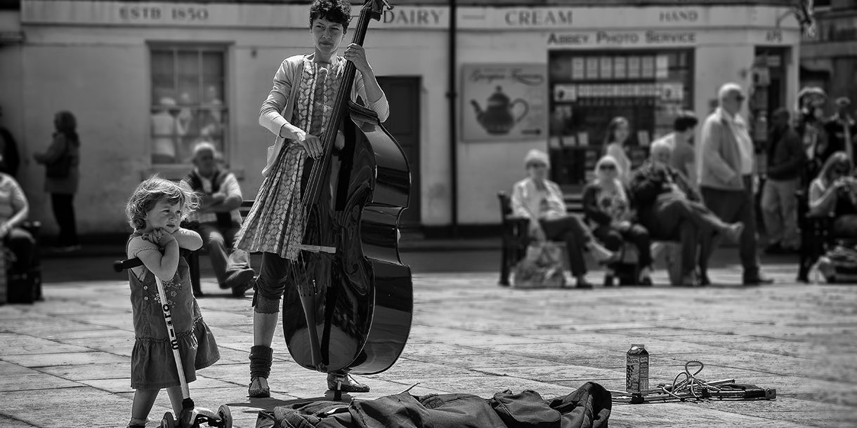 the cello player the cello player & scooter girl