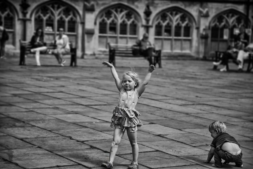 dancing girl - UK street Photography