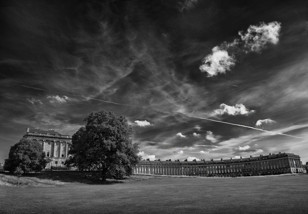 royal crescent bath and cloudy skies - UK street Photography