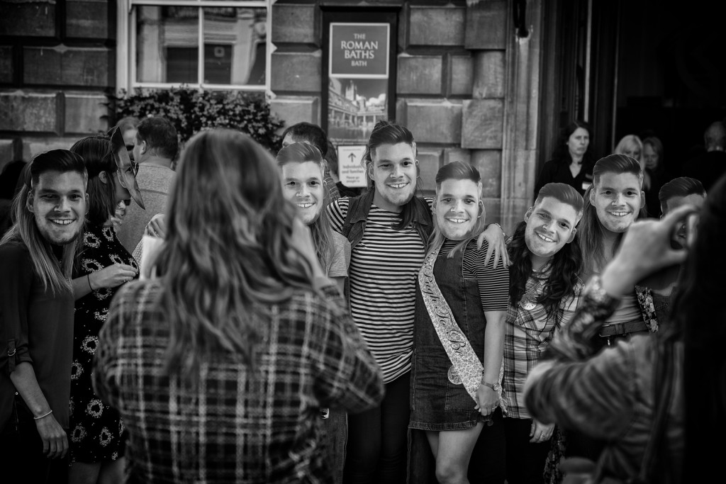 hen party masks - UK street Photography