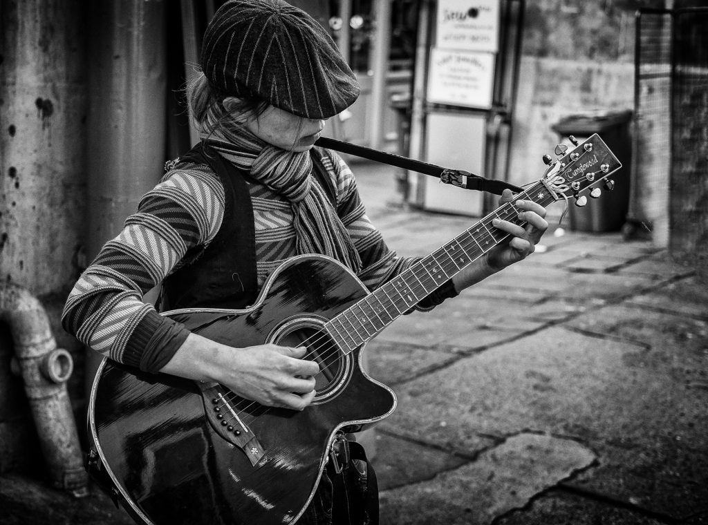 Guitar girl -bristol street photography